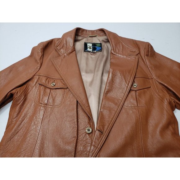 Breier of Amsterdam Mens Jacket Two Button Leather Pockets Brown Size 46 Vintage - Picture 2 of 15